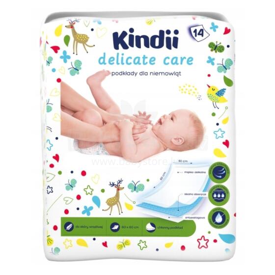 Kūdikių paklodės &bdquo;Kindii Delicate Care&ldquo;, 14 vnt., 60x60cm