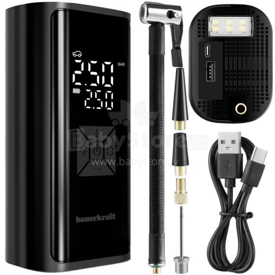Elektrinė dviračio pompa, kompresorius padangoms, powerbank 6000mAh, LED žibintuvėlis