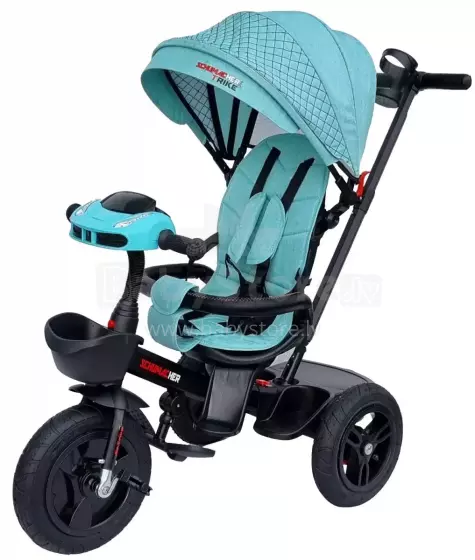 Bebe Basic Schumacher Kid  Air Trike Art.281265 Turkio vaikiškas triratukas su rankena, stogu ir pripučiamais ratais