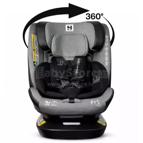 Aga Design Hamilton 360 I-Size Art.FR01 Magically Grey Vaikiška automobilinė kėdutė 0-36 kg
