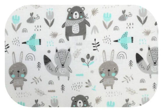 Pampers - 27039 - FLANELIO SPAUSDINIMAS - EGA - MIŠKO GYVŪNAI - MINT - dydis 70x80 cm