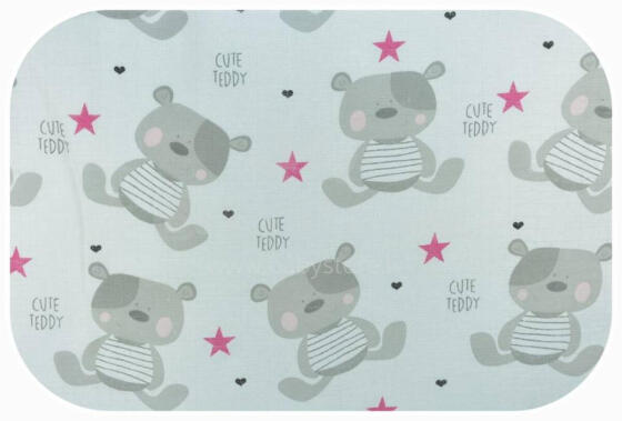 Diaper - 17788 - TETRA PRINT - EGA - CUTE TEDDY - PINK - size 70x80 cm