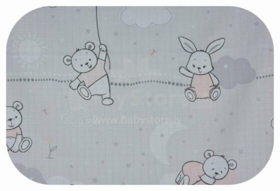 Diaper - 20177 - TETRA PRINT - EGA - KRÓLIK Z BALONEM - PINK - size 70x80 cm