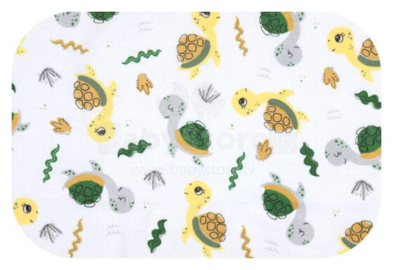 Diaper - 27749 - FLANNEL PRINT - EGA - TURTLE - YELLOW / GREEN - size 70x80 cm