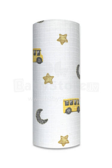 Diaper - 14275 - TETRA PRINT - EGA - BUS - YELLOW  - size 70x80 cm