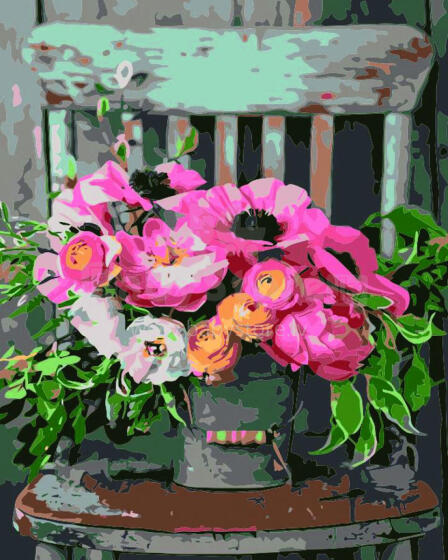 Paveikslas pagal numerius - 50531 - GĖLIŲ PUOKŠTĖ - dydis 40x50 cm