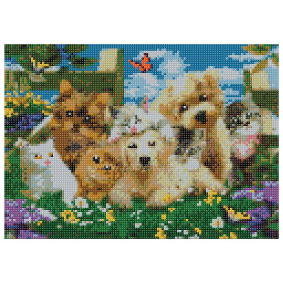Daimond Mosaic - 47388 - ŠUNIUKAI IR KATINAI - dydis 30x40 cm