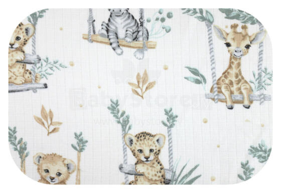 Sauskelnės - 30251 - TETRA PRINT - EGA - ANIMALS on the SWING - ŽALIA - dydis 70x80 cm