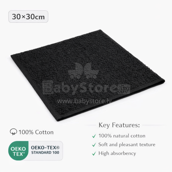 Bebe Basic Cotton Baby Towel  Art.285888 Black  Medvilninis rankšluostis 30x30 cm (100% medvilnė)