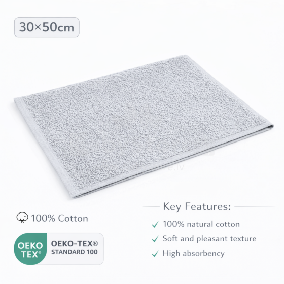 Bebe Basic Cotton Baby Towel  Art.285890 Grey Medvilninis rankšluostis 30x50 cm (100% medvilnė)