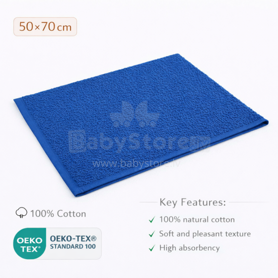 Bebe Basic Cotton Baby Towel  Art.285898 Blue Medvilninis rankšluostis 50x70 cm (100% medvilnė)