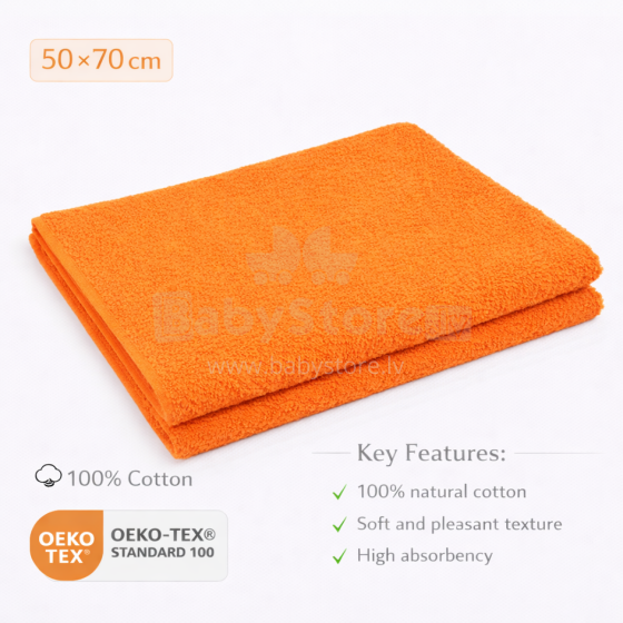 Bebe Basic Cotton Baby Towel  Art.285905 Orange Medvilninis rankšluostis 50x70 cm (100% medvilnė)