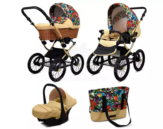 Babylux Classic Art.286132 Jungle Flowers vežimėlis 3 viename