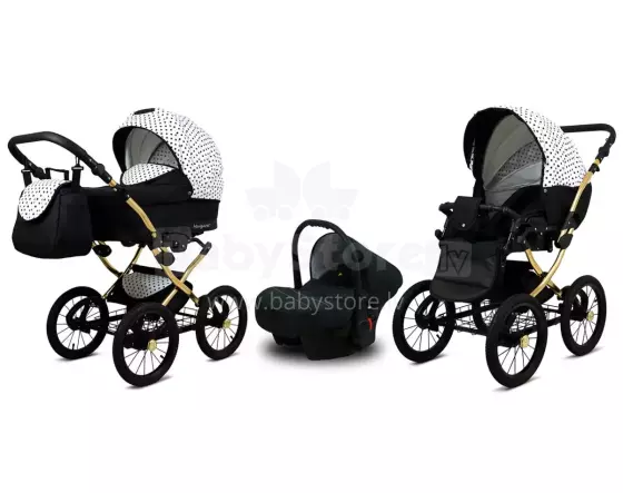 Babylux Margaret Gold Art.286151 Black Dots  Dots vežimėlis 3 viename