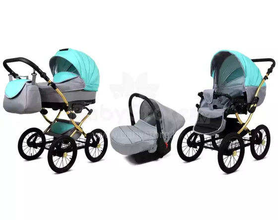 Babylux Margaret Gold Art.286157 Mint   vežimėlis 3 viename