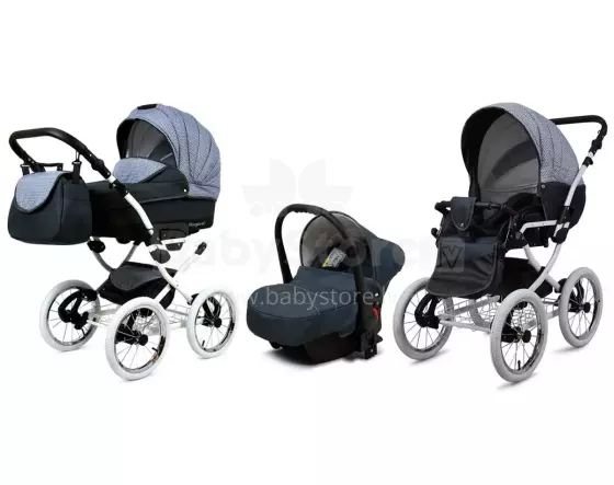 Babylux Margaret White Art.286167 Magic Grey vežimėlis 3 viename
