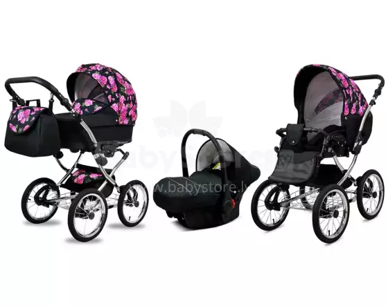 Babylux Margaret Exclusive Art.286176 Bouguests Peony vežimėlis 3 viename