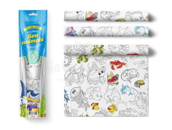 DA Coloring Tablecloth Sea Animals  Art.KDTS0001 Krāsojamais galdauts - Jūras dzīvnieki