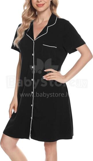 Italian Fashion Nightdress Art.286682 Black  Ночная рубашка для беременных / кормления на пугвицах
