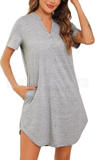 Italian Fashion Nightdress Art.286685 Light Grey  Maternity/Nursing Nightgown