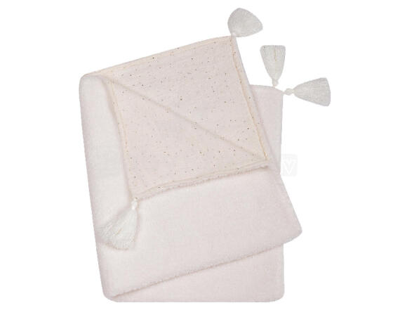 DUET BABY 738 Muslino antklodė su raštu + Boucle 90x80 cm