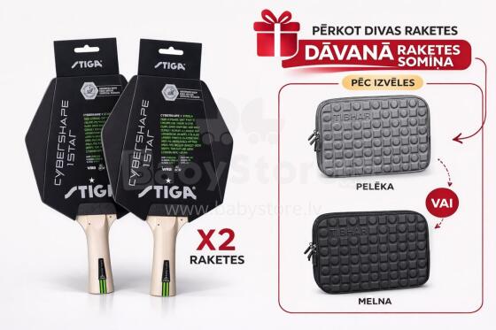2 STIGA raketų rinkinys ir TIBHAR dėklas kaip dovana