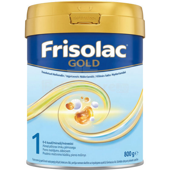 Frisolac® Gold 1 New Formula Art.287200 skirtas maistui vartoti kūdikiams nuo 0 iki 6 mėnesių. 800 g