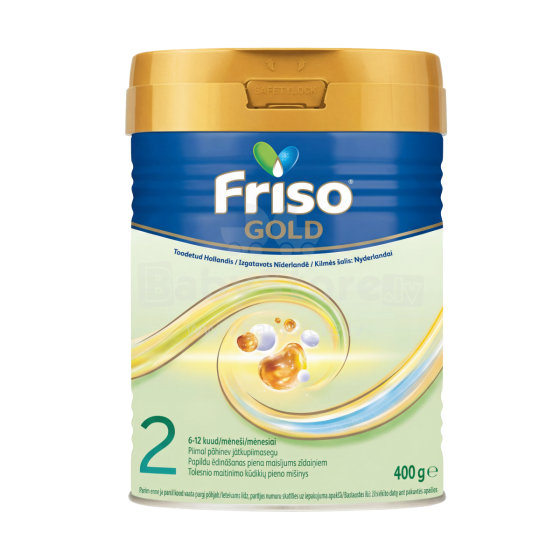 Frisolac® Gold 2 New Formula Art.287202 skirtas maistui vartoti kūdikiams nuo 6 iki 12 mėnesių. 400 g