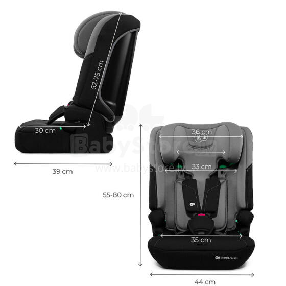 KINDERKRAFT Automobilinė kėdutė I-COMFY i-Size TAMSIAI PILKA