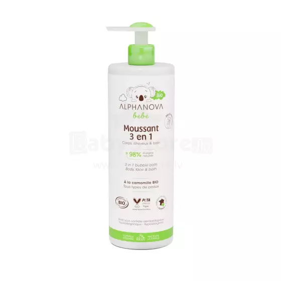 Alphanova Bebe Wash Gel 3 in 1 Art.287590 3 viename raminamasis valomasis gelis, šampūnas ir vonios putos su liepžiedžiais, ramunėlėmis ir levandomis, 400 ml
