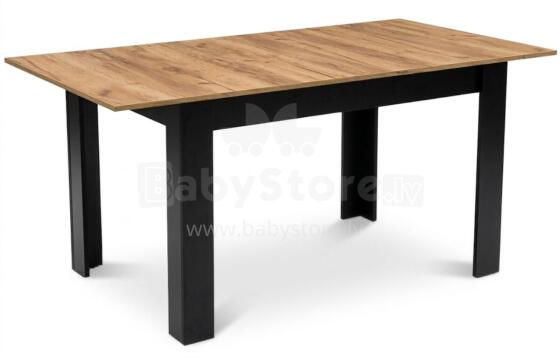 Išskleidžiamas stačiakampis stalas 120-160x80 cm virtuvei, valgomajam 4-6 asmenims, ąžuolo spalvos