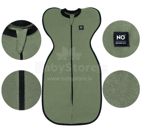 La Bebe™ NO Swaddle Up S Art.224713 Green  Medvilninis miegmaišis-vystyklai S dydžio.