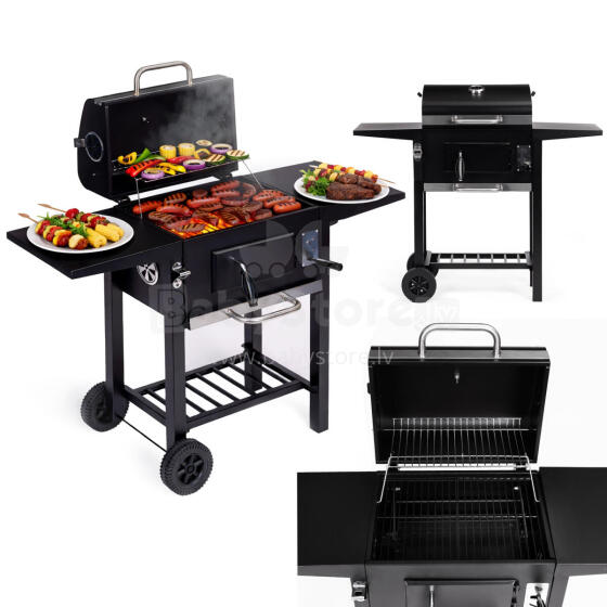 Charcoal garden grill with lid, adjustable grate, thermometer and ash collector, MultiGarden