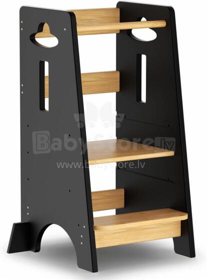 Cosyland Wooden Learning Tower Art.288718 Black Medinė virtuvės taburetė/laiptelis mažyliams