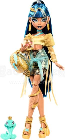Monster High Cleo De Nile lėlė – karališkas auksinis stilius su Hissette
