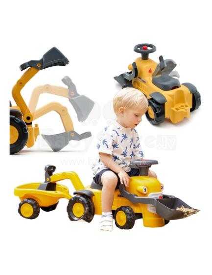 FALK Važiuojantis Komatsu Traktorius su Ekskavatoriaus Kibiru ir Priekaba 1-3 metų vaikams