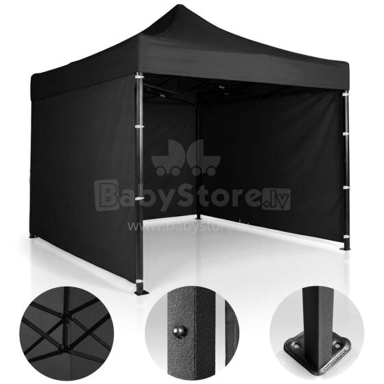 Sodo paviljonas 3 sienos 3 x 3m juodas plonas