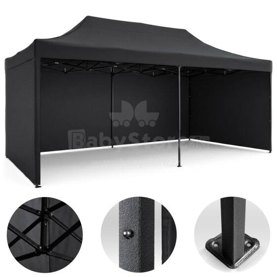 Sodo paviljonas 3 sienos 3 x 6m juodas plonas