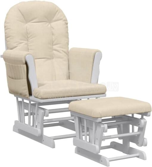 Bebe Basic Rocking Chair with Stool Art.290058 Cream  Supamoji kėdė