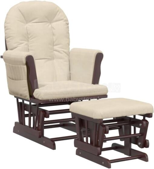Bebe Basic Rocking Chair with Stool Art.290059 Cream/Brown  Supamoji kėdė