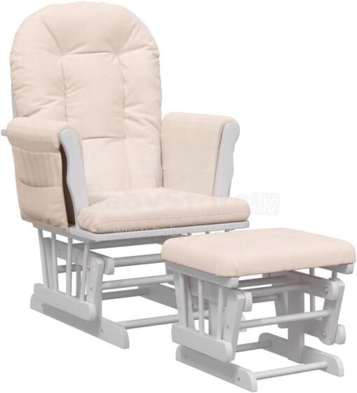 Bebe Basic Rocking Chair with Stool Art.290063 Pink Supamoji kėdė