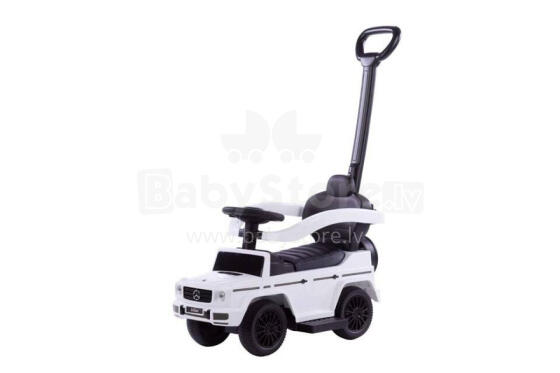 Važiuojantis automobilis su rankena - 653 - guminiai ratai - ekosuede - MERCEDES G350D - BALTA