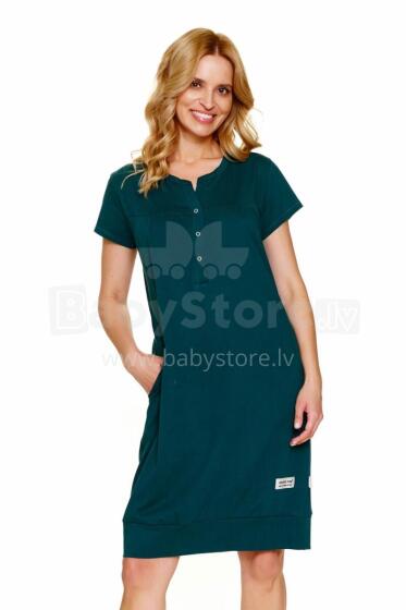 Doctornap  Cotton Night Dress Art.4348 Emerald   medvilniniai naktiniai marškiniai nėščioms moterims / mityba