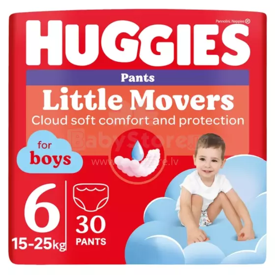 Huggies Pants D S6 Boy Art.290781 Kūdikių sauskelnės 15-25 kg, 30 vnt.