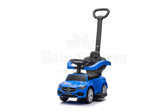 Važiuojantis automobilis su rankena - 668 - guminiai ratai PVC - eko-oda - MERCEDES C63 - MĖLYNAS