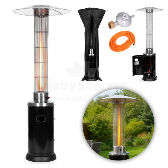Dujų terasos šildytuvas su reguliatoriumi, žarna ir apsauga sodui ar terasai, 9 kW, MultiGarden