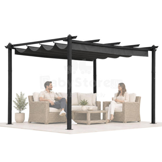 Terasinė pergola 3x4 m plieninė pavėsinė su stogu pilka MultiGarden