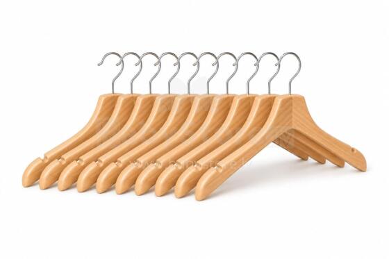 Bebe Basic Cloth Hanger Art.291995 drabužių pakaba (natūralaus medžio, 10 vnt.)