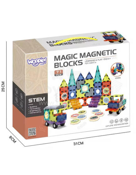 WOOPIE 54870 Magnetiniai blokai 71 vnt.