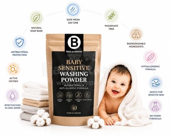 Bebe Basic Baby Sensitive Washing Powder Art.292438  Skalbimo milteliai kūdikiams nuo pirmųjų gyvenimo dienų, 400 g